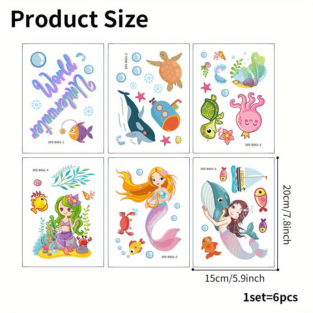 6 anti-slip bathtub stickers of mermaids and ocean world theme for safe and fun bathing