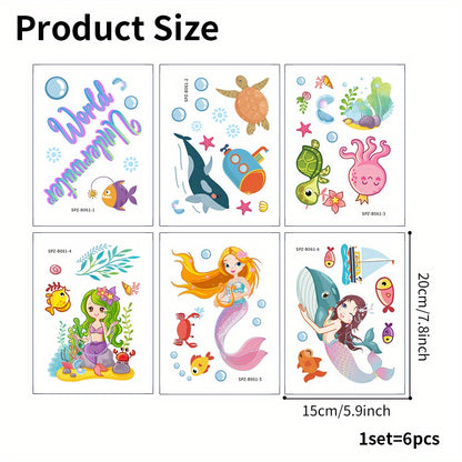 6 anti-slip bathtub stickers of mermaids and ocean world theme for safe and fun bathing