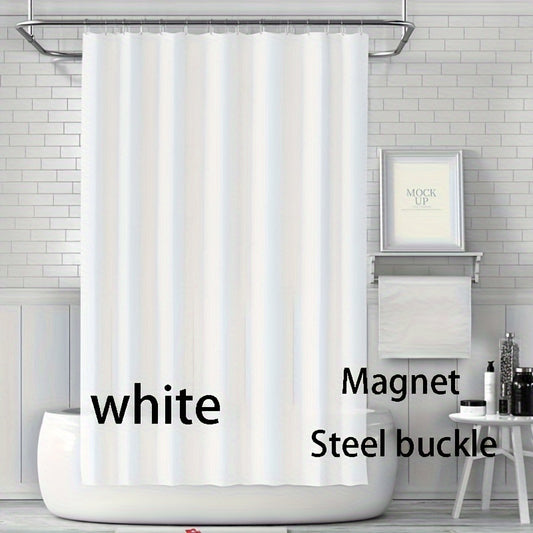 Waterproof shower curtain with magnets and hooks, easy to clean, suitable for all seasons including Christmas.