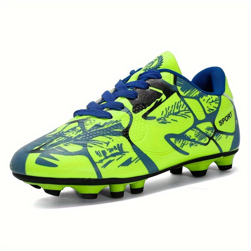 Non-slip football cleat with spikes for boys, professional and comfortable outdoor soccer shoes for training and competition.