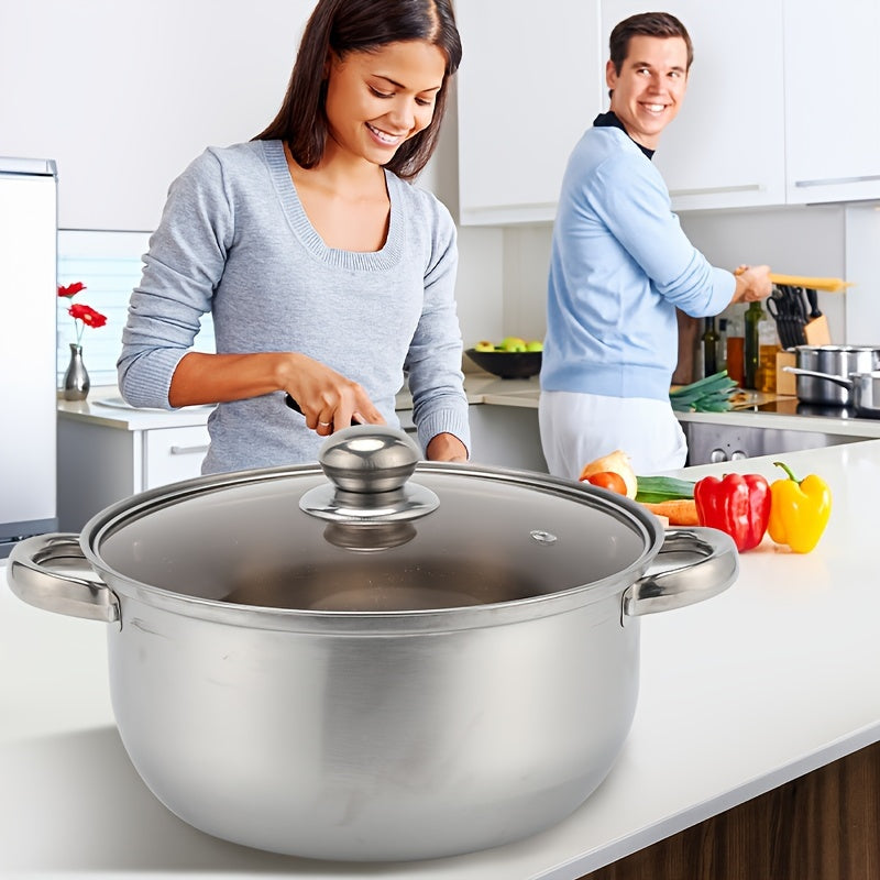 Durable Stainless Steel Stockpot - Seamlessly Leak-Proof, Generously Sized for Soups & Milk, Rapid Heating, Suitable for Induction Cooktops - Ideal for Both Home Cooks & Professional Chefs