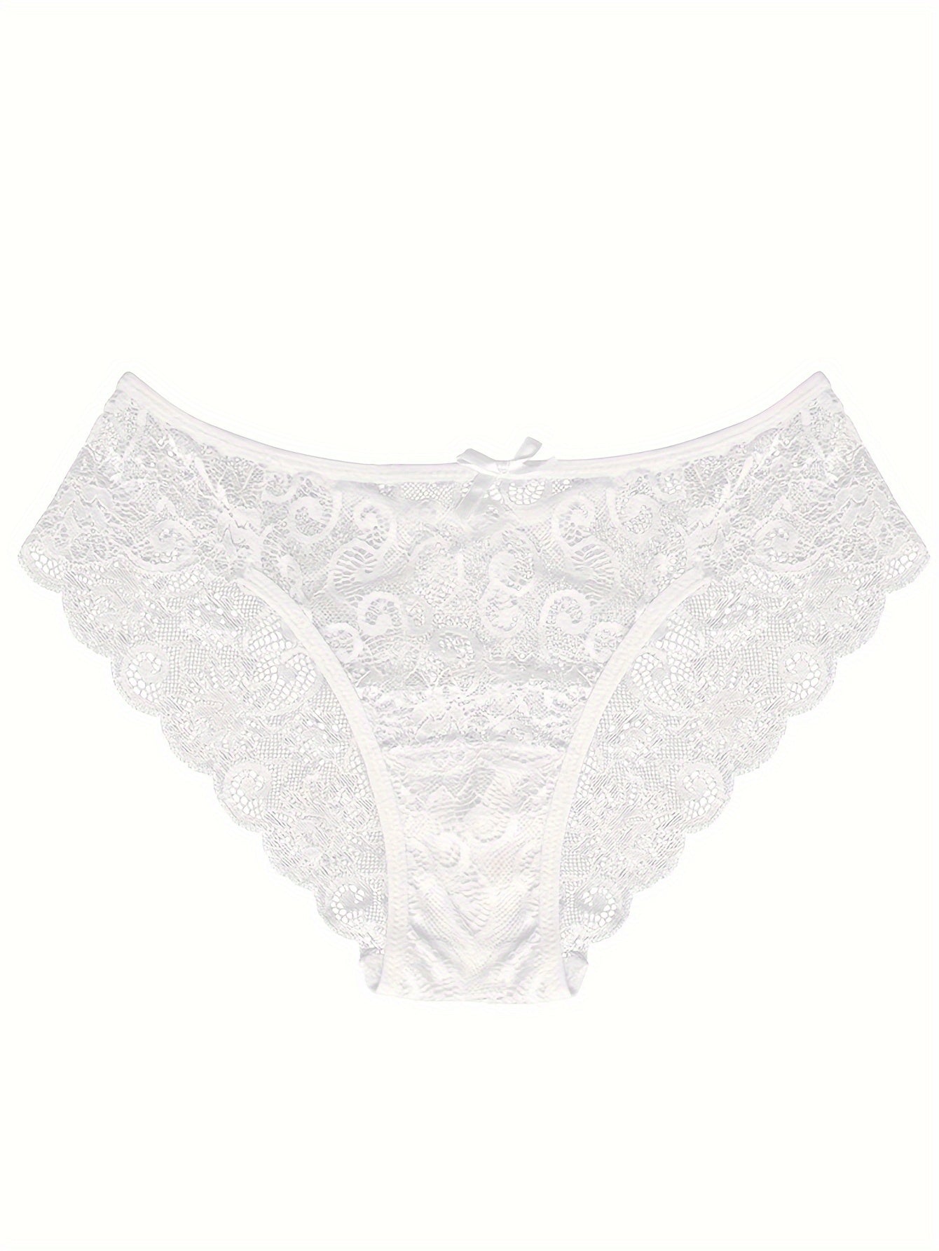 Set of five sexy lace hollow waist briefs for women.