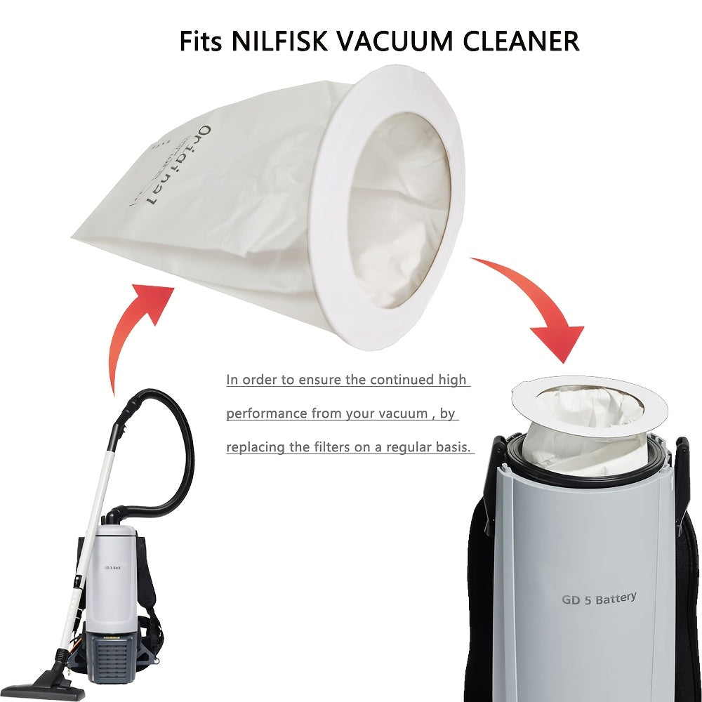 Pack of 1 Nilfisk Vacuum Cleaner Dust Bag and HEPA Filter Set, Compatible with GD5, Adgility 6XP, BackVac6, Made of Paper and Cloth Materials (#1471098000)