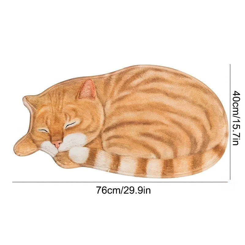 Cute Cat Design Fast-Drying Kitchen Mat - Slip-Resistant, Super Soft Rug for Bathroom, Bedroom, Living Room | Easy-Clean Home Decoration, Safe for Machine Washing