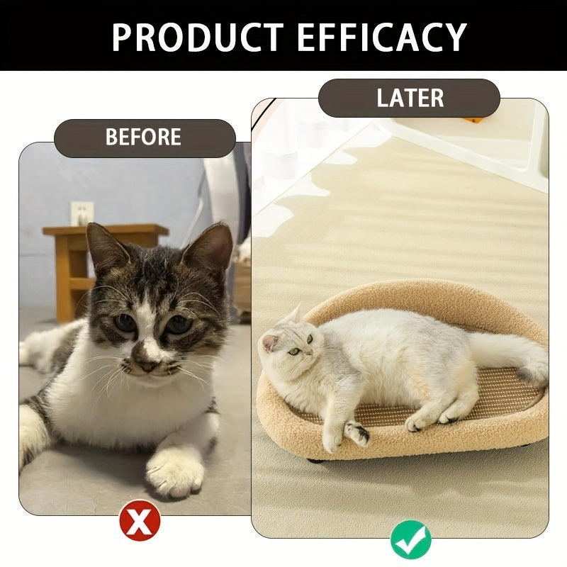 Cat Sofa Bed with Scratching Pad, Assembled Faux Hemp Scratcher, Durable Resting Area for Cats.