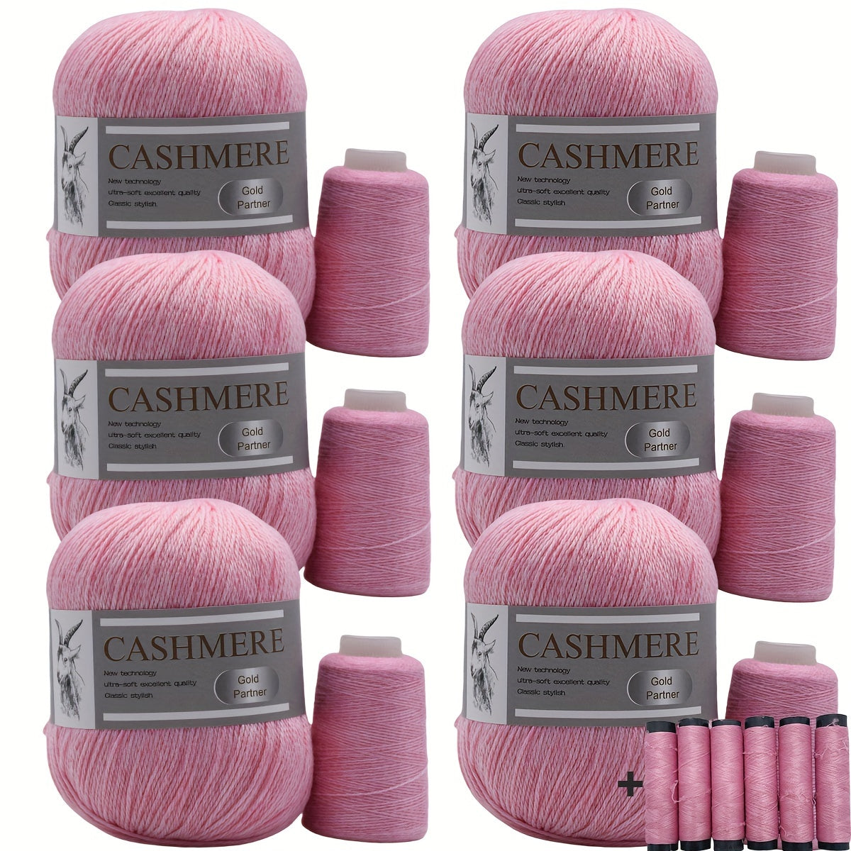 6 luxurious cashmere yarns for hand knitting and crocheting. Ideal for making sweaters, scarves, hats, shawls, cardigans, and gloves. High-quality, soft, warm, multicolored bundle in 10.58