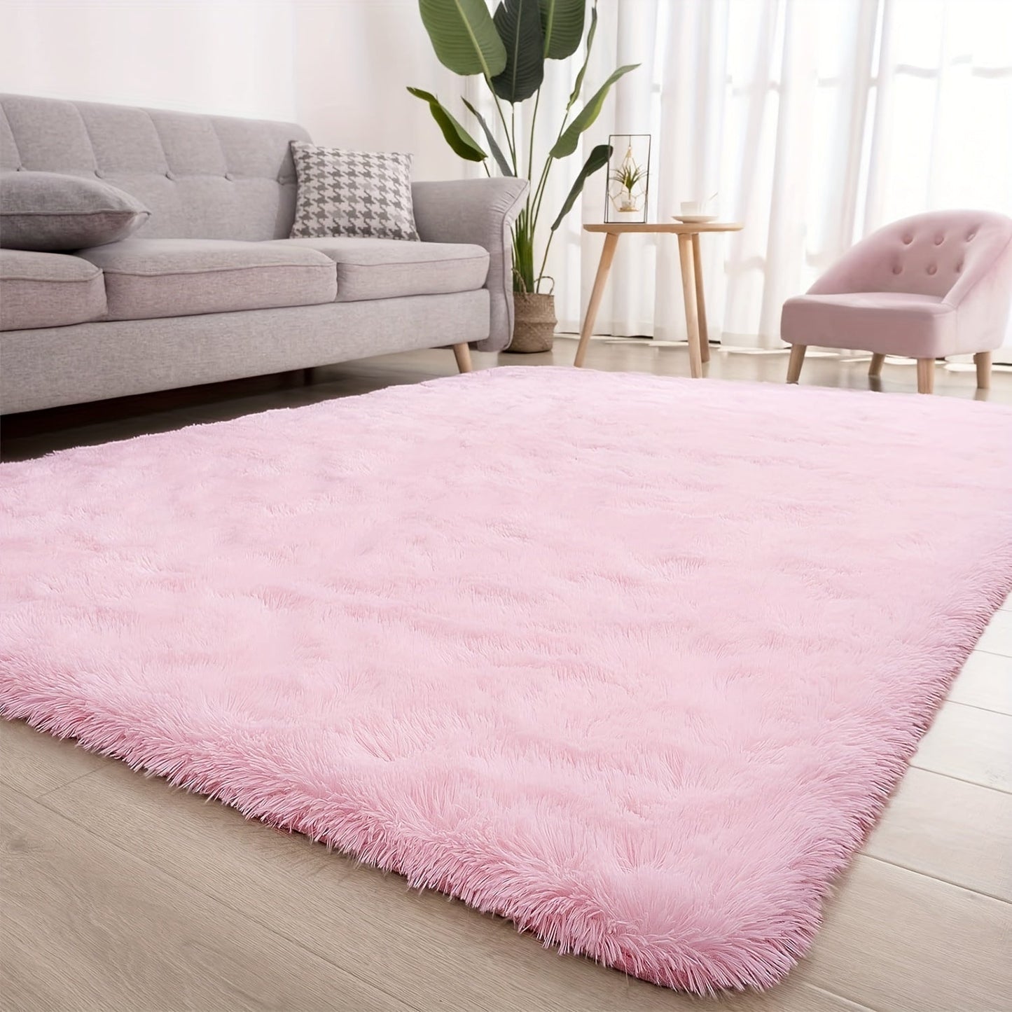 1 piece of Pink Plush Fabric Carpet, Luxuriously Soft and Warm, Upgraded Thickness for Non-Slip and Durability, Perfect for Bedroom, Living Room, or Leisure Area Decoration.