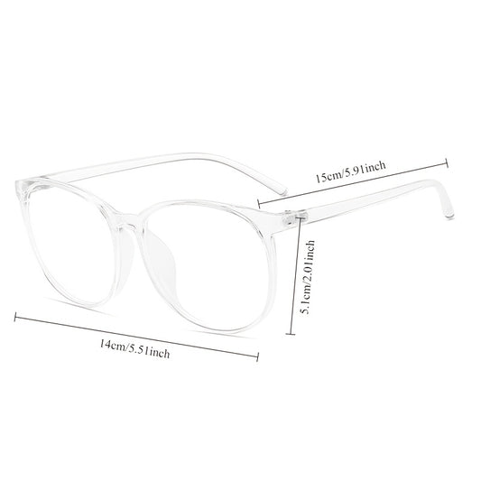 Y2K style transparent fashion glasses with clear lens reduce eye fatigue from screens and feature a casual PC frame for both women and men.