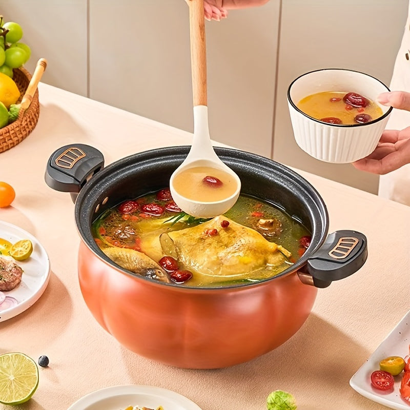 1-piece Pumpkin shaped multifunctional pot that can be used as a wok, soup pot, and frying pan.