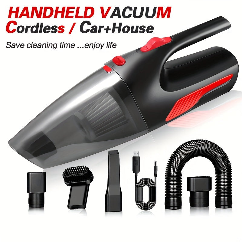 Portable car vacuum cleaner that can be used both in the car and at home. This high-power handheld vacuum cleaner is wireless and can be charged with a USB. Ideal for cleaning small messes in your car or home. A versatile cleaning tool perfect for any