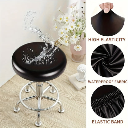 Faux leather stool cover for bar chairs, waterproof and elastic, made of professional PU material. Suitable for beauty workers with normal hair styles.