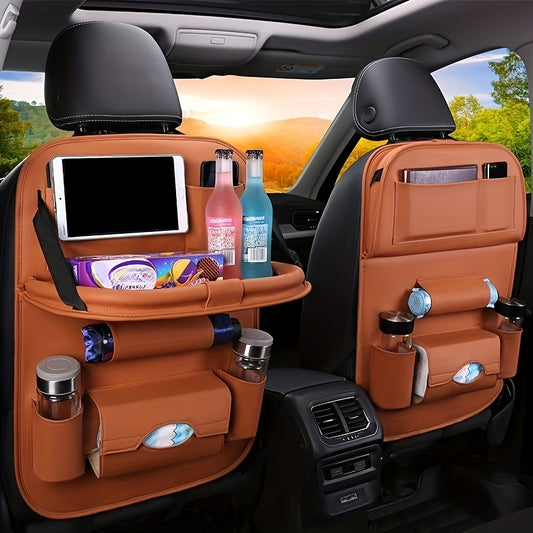 1pc Universal Car Back Seat Organizer with Leather material to enhance storage, maximize space & keep auto interior clean. Easy-to-install, durable bag.