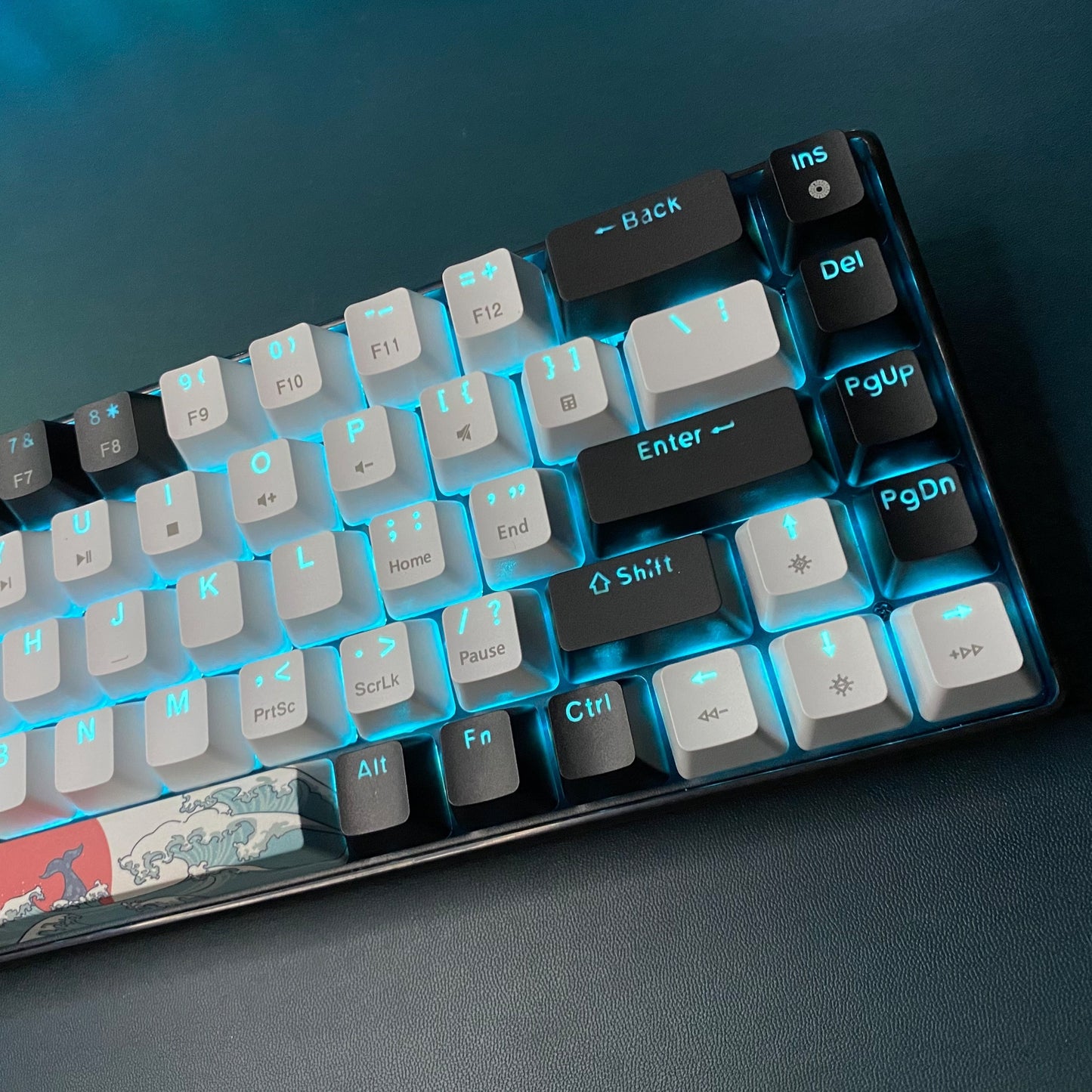 68-key Mechanical Gaming Keyboard with Sea Blue LED Backlight, Hot-Swappable Blue Switches, and Detachable Cable - Ideal for Windows/Mac users. Great for gifting on special occasions.