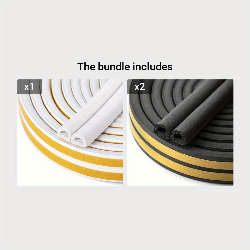 5.97m Weatherproof Door & Window Seal Strip - Self-Adhesive Rubber Insulation for Collision Prevention and Home Decor