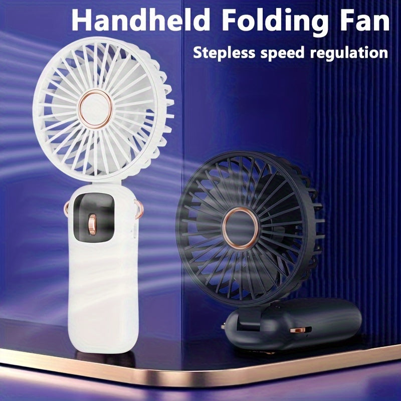 Compact Mini Handheld Fan with LED Display, 90° Foldable, Rechargeable via USB 1200mAh Lithium Battery, 100 Adjustable Speeds, Button Operated, Suitable for Indoor & Outdoor Activities, Featuring Exhaust Fan Design for Office, Bedroom, Travel, and