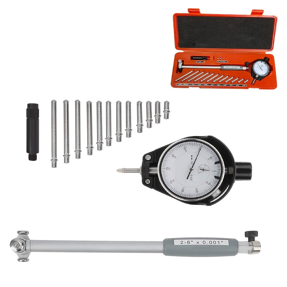 1pc Iron & Plastic Dial Bore Indicator Gauge, 5.08cm - 15.24cm depth, 0.0cm Precision, Uncharged Manual Operation