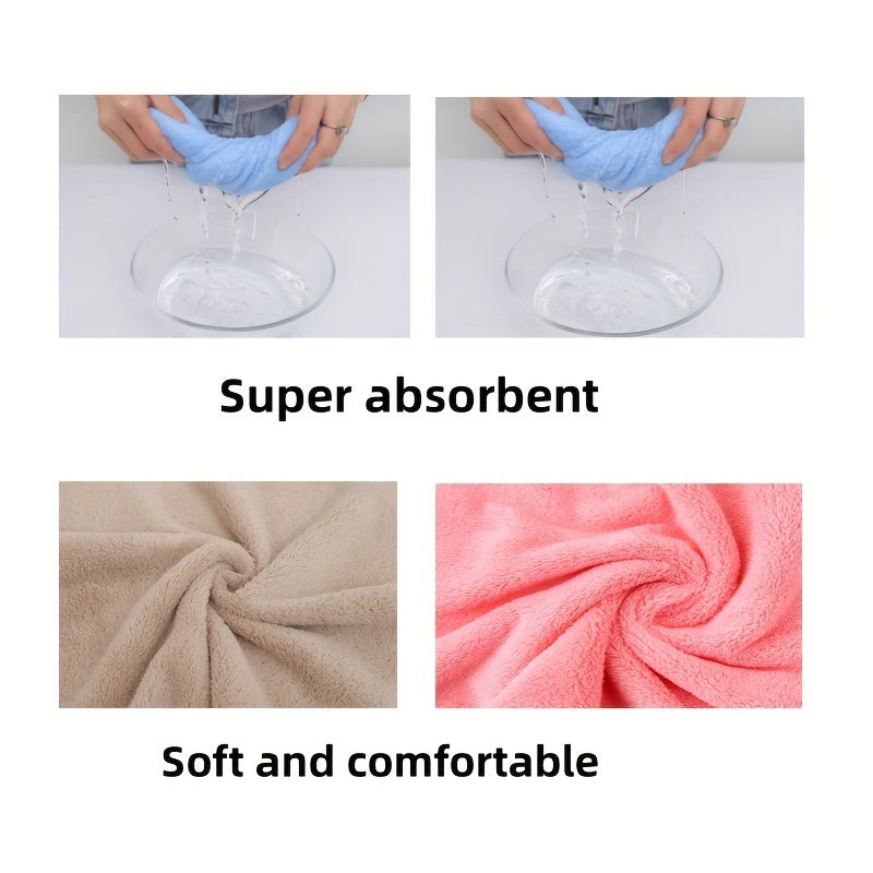 16pcs Coral Fleece Square Towels in 2 Sizes, Super Soft and Absorbent for Bathroom Use.