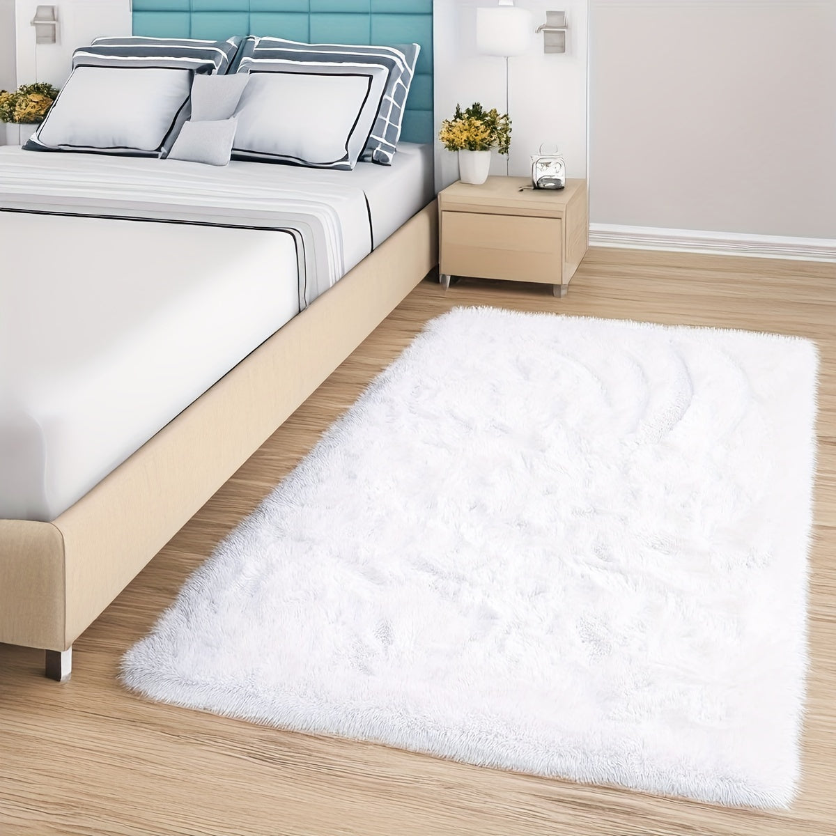 Soft, fluffy shag area rug perfect for living room or bedroom decor. This non-slip machine washable carpet adds luxury and coziness to any space.