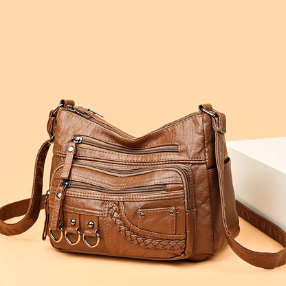 2023 New Fashion Mom Bag: Women's Casual Messenger Bag with Adjustable Strap, Large Capacity and Trendy Sewing Thread Detail.