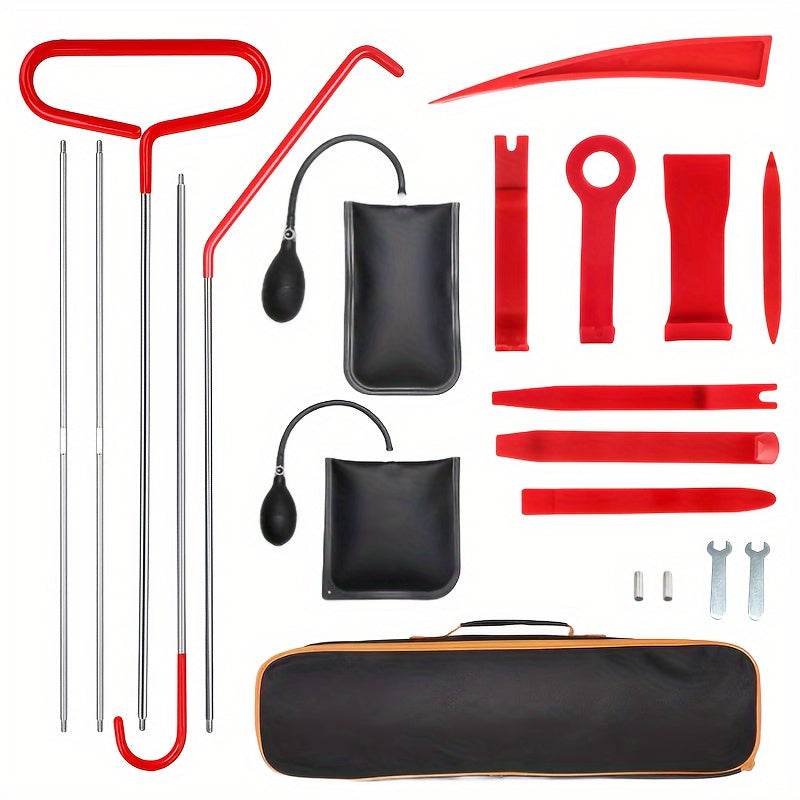 Portable tire repair and car tool kit for professional automotive emergencies.