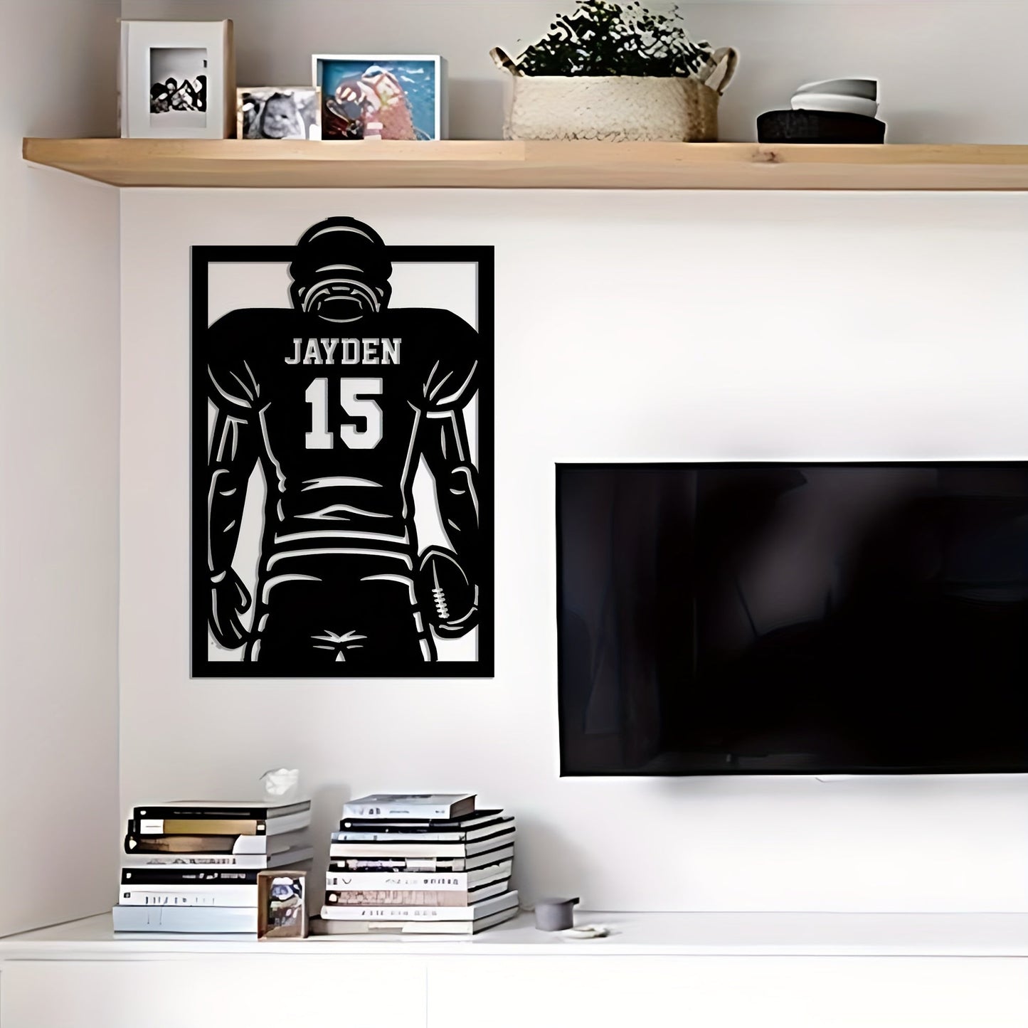 Personalized Football Metal Wall Art - Choose Your Own Name, Durable Decor for Inside & Outside, Ideal Present for Football Enthusiasts