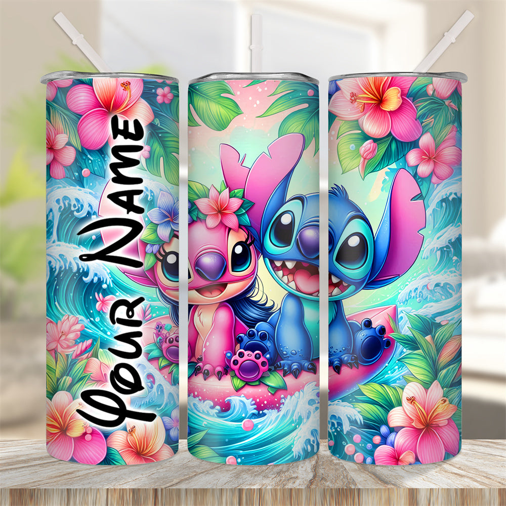 Personalized cartoon character stainless steel tumbler with leak proof lid and straw. BPA free. Hand wash only. Thermal insulation for hot and cold drinks. Great gift for various occasions. Suitable for climbing and sports. 1pc.