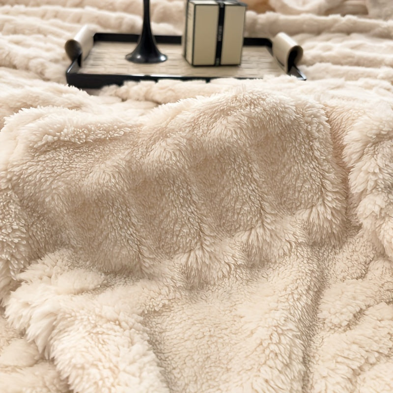 Cream White Ultra-Soft Taffeta Throw Blanket - Lightweight and Versatile for Bed, Sofa, and Napping - Providing Cozy Warmth