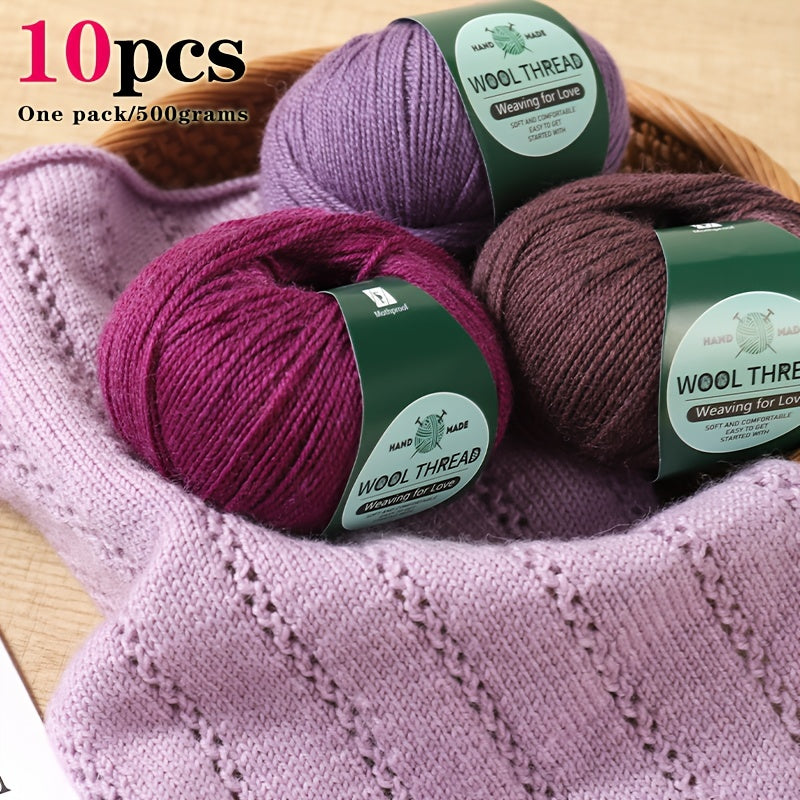 10 pieces of Australian yarn, each pack weighing approximately 500g with 10 balls. It has a moderate thickness, is easy to knit, soft, and warm. Ideal for crocheting sweaters, coats, vests