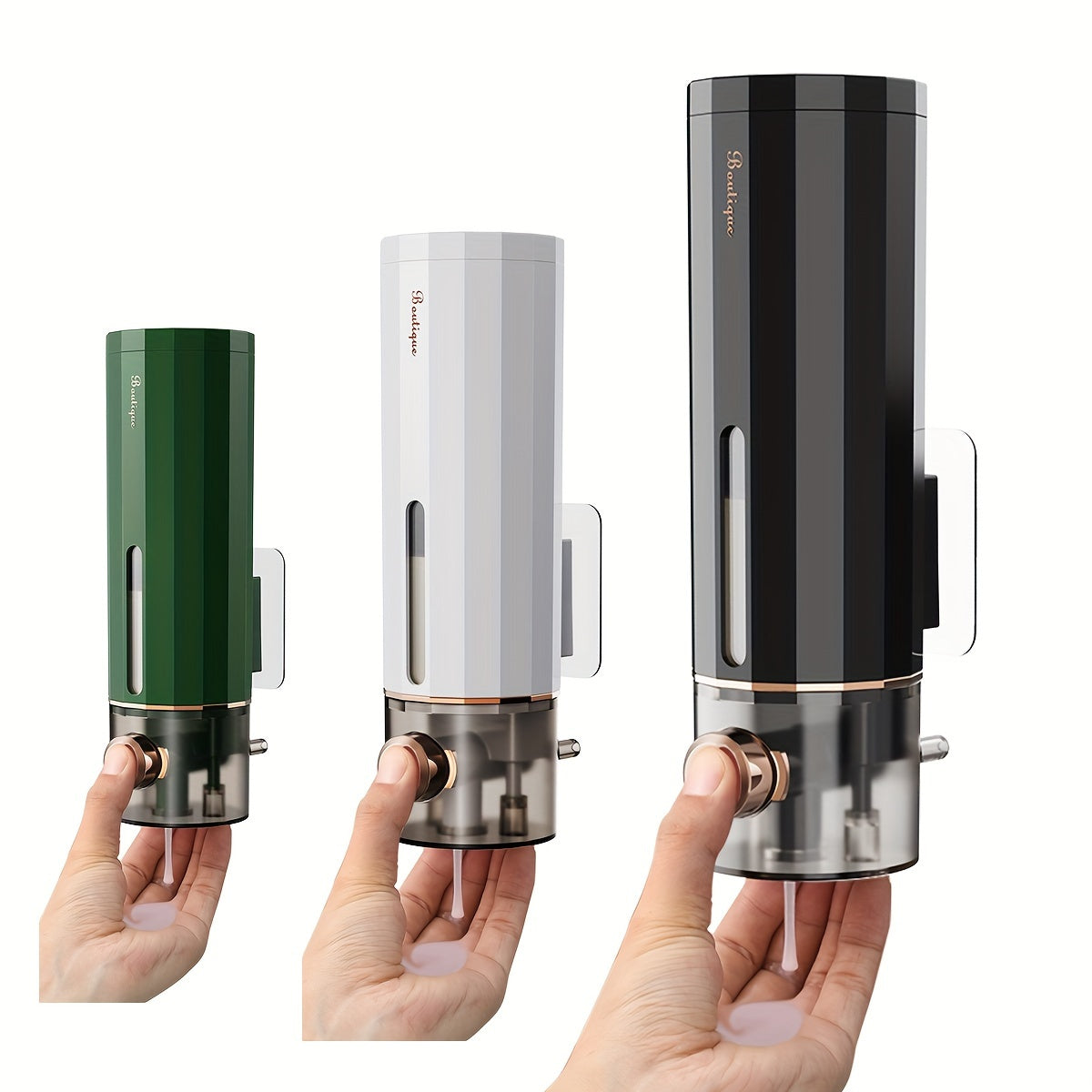 450ML Wall-Mounted Soap Dispenser, No-Drill, Space-Saving Design, Plastic, Lightweight, No Electricity, Shower Accessory