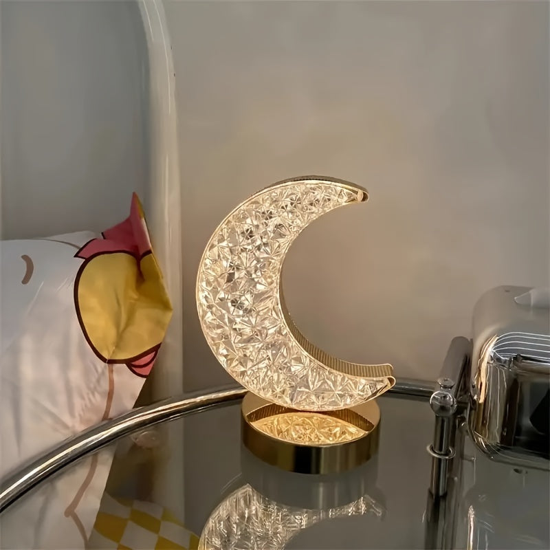 Modern night light with starry moon design, USB powered high-quality decorative bedside lamp.