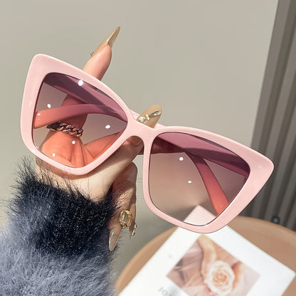 Trendy gelato pink cat eye glasses with plastic frame and polycarbonate lenses - stylish eyewear for men and women.