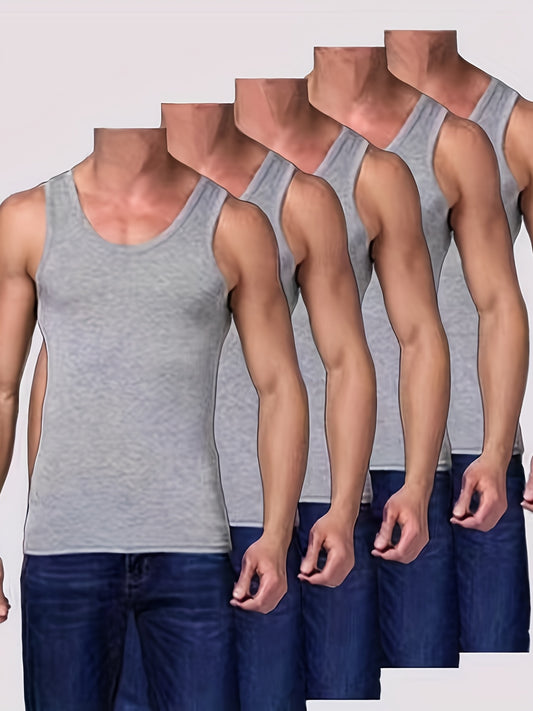 5 men's tank tops for fitness and summer pajamas.