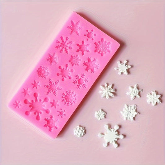 Create beautiful Christmas-themed treats with this Silicone Snowflake Mold Set. With 20 cavities, this mold is perfect for baking and cake decorating. Use it for making fondant, chocolate, DIY crafts, gypsum cake decorations, and more. Made from