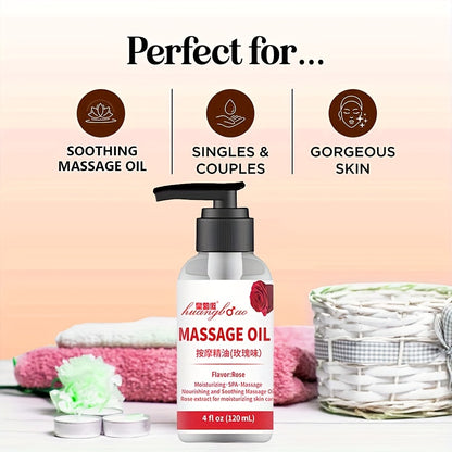 1pc Sensual Rose Massage Oil for Couples - Romantic Full Body Massage Oil for Date Night, Valentine's Day Present for Intimacy