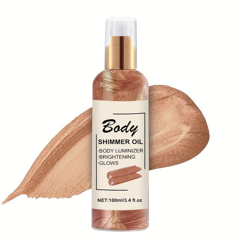 100ml Body Shimmer Oil with Golden Bronze Glow, Moisturizing and Illuminating, Suitable for All Skin Types