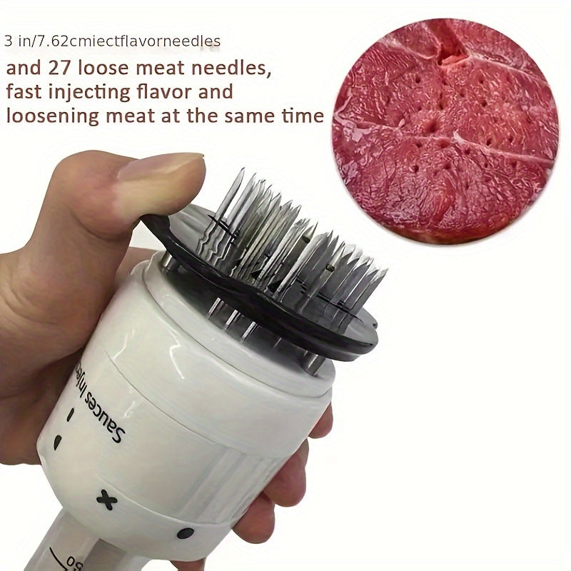 Get the 1pc Ultimate Meat Injector Kit to achieve flawlessly tender steaks and discover the secret weapon of professional chefs. This premium meat injector is perfect for tenderizing and flavoring steaks, making it a must-have kitchen accessory for BBQ