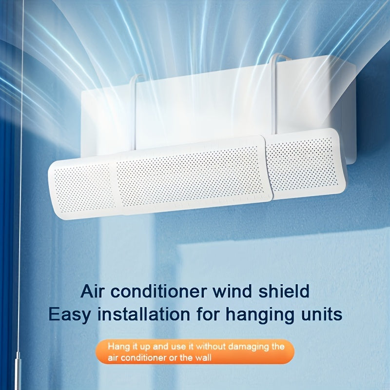 Simple to install windscreen deflector for air conditioner - no drilling required. Shields against direct airflow.