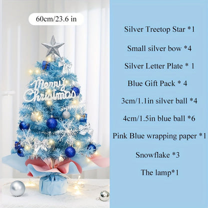 This stunning 59.94cm pink/blue Christmas tree is a must-have decoration for the holiday season. Made from high-quality PVC material, this beautiful tree can be reused year after year. It makes for the perfect Christmas gift, adding a touch of elegance