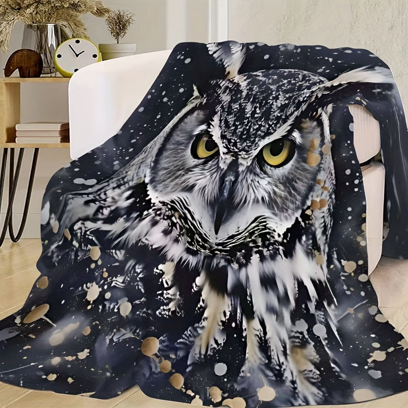 Soft, Warm, and Cozy Owl-Themed Flannel Throw Blanket Perfect for Couch, Bed, Travel, Office Naps, and Outdoor Adventures - Allergy-Friendly and Versatile Gift for Men and Women