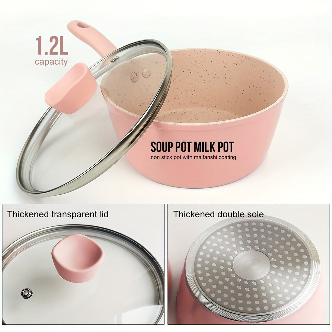 Pink Non-Stick Aluminum Cookware Set - Includes 5 Pieces of Durable, Easy-Clean Pans. Heat Resistant and Dishwasher Safe for Healthy Cooking