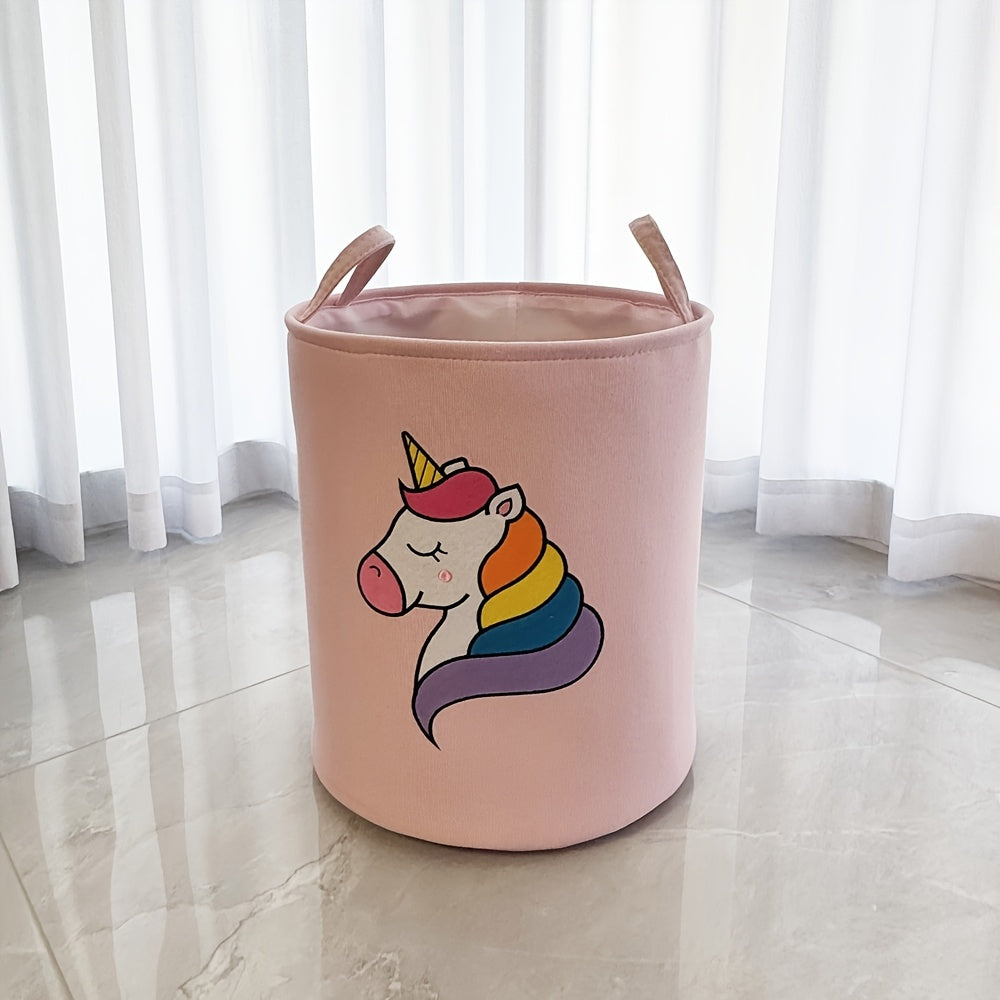 Stylish pink embroidered storage basket for girls. Great for organizing toys, clothes, and desks.