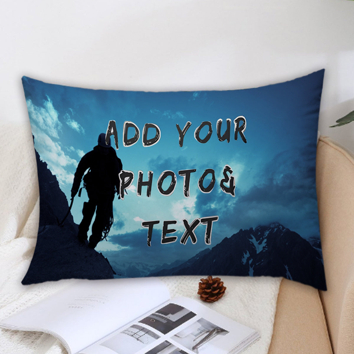 Customize your own photo pillowcase for Valentine's Day, Christmas, Thanksgiving, or any special occasion. A perfect gift for pet lovers, wedding anniversaries, or climbing enthusiasts. Made of short plush material with double-sided printing, this