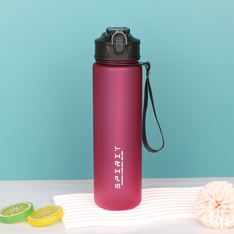 26oz Grinkwell Frosted Sports Water Bottle with Leakproof Design, BPA-Free Material, Silicone Straw, Carrying Rope - Ideal for Gym and Outdoor Use.