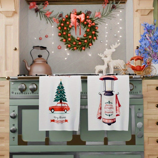 2 pieces of 18 by 66.04 cm Christmas themed kitchen towels. These soft and festive towels make the perfect decoration for your kitchen during the winter season and also make a great Christmas gift.