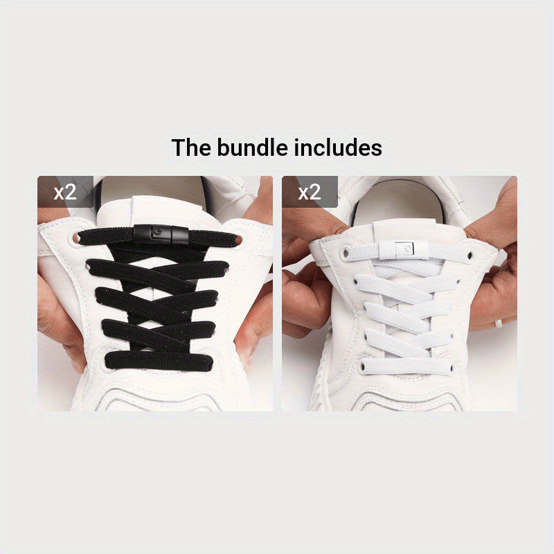 Women's white laces with buckles for sneakers.