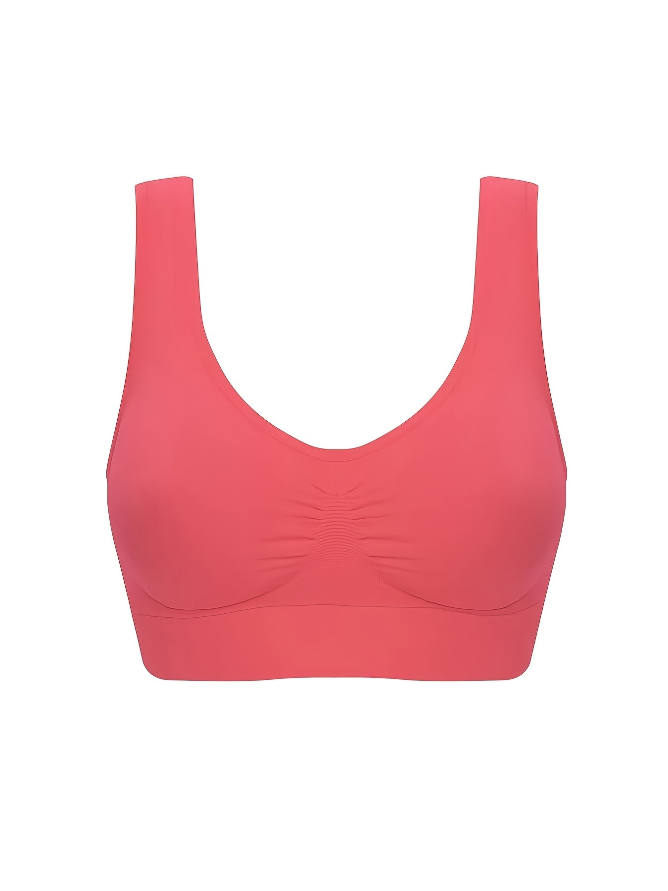 7 Women's sports bras made of wireless nylon knit fabric in solid colors. Breathable workout tank bra set made of 92% nylon and 8% elastane. A set of adult athletic underwear with bra and