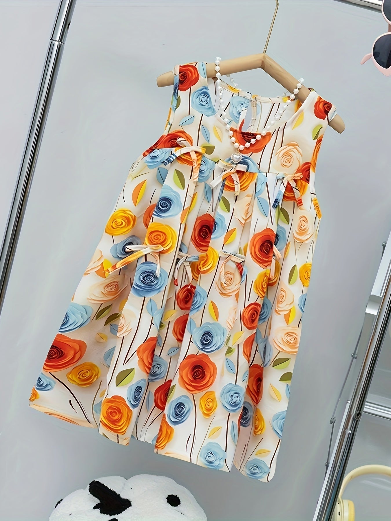 Girls Sleeveless Floral Dress & Hat for Summer Beach with Casual Holiday Vibes