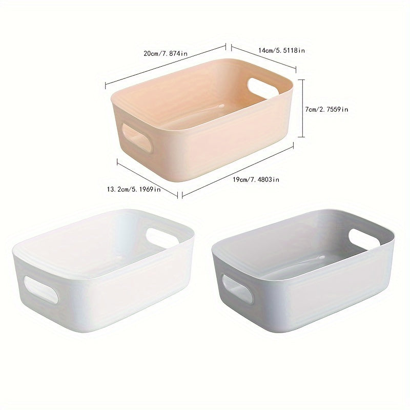 Durable plastic organizer for cosmetics, kitchen items and snacks.