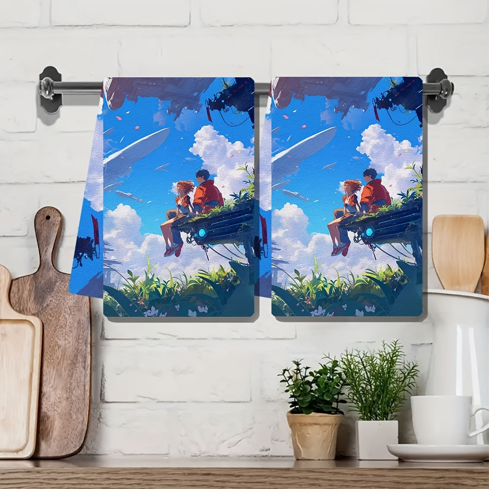 Get ready to elevate your kitchen decor with this set of two luxurious kitchen towels. Crafted from ultra-soft material, these towels feature the heartfelt phrase "Love Is The Most Beautiful Journey And You Are My Favorite World." Perfect for adding a