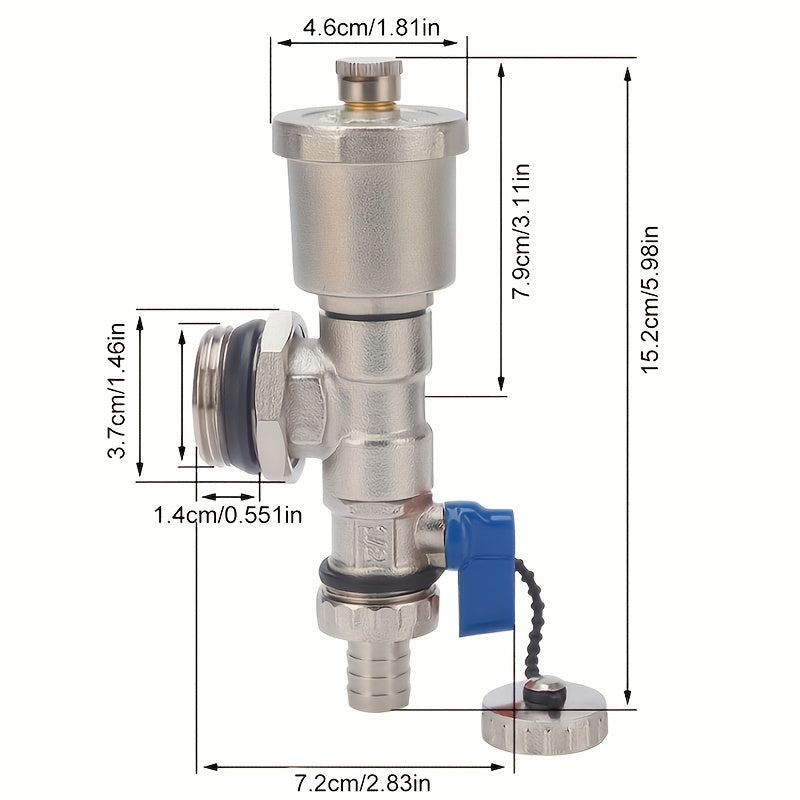 Auto Bleed Valve Set for 1pc, Distributor for Metal Floor Heating System with Locking Tail Pieces, No Electricity Needed, Kit for Radiant Heating with Automatic Drain Valve